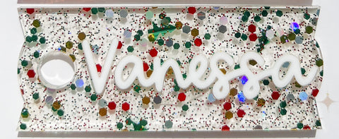 Christmas Confetti acrylic name plate