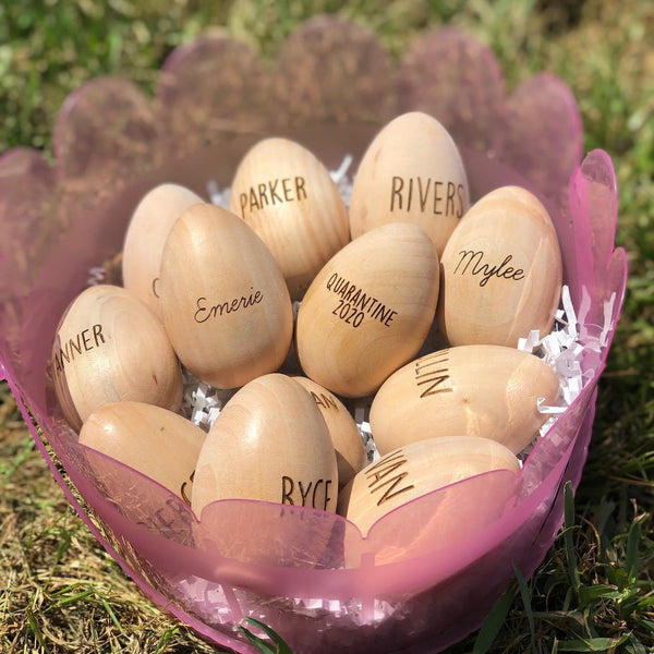 Engraved wood Easter egg
