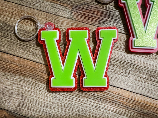 Varsity letter keychain