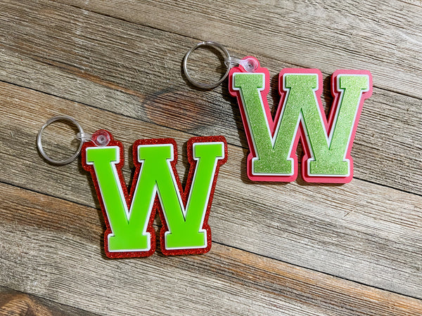 Varsity letter keychain