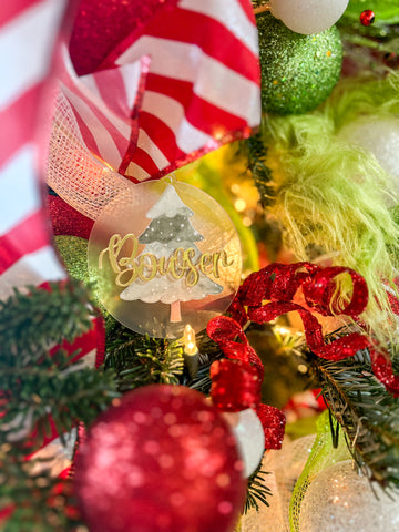 Personalized watercolor Christmas tree ornament