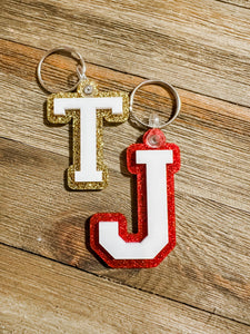 Varsity letter keychain