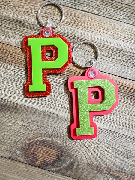 Varsity letter keychain