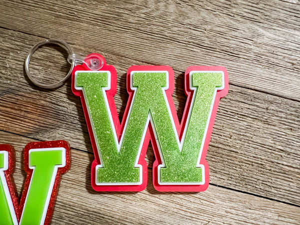 Varsity letter keychain